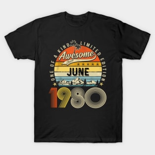 Awesome Since June 1980 Vintage 43rd Birthday T-Shirt